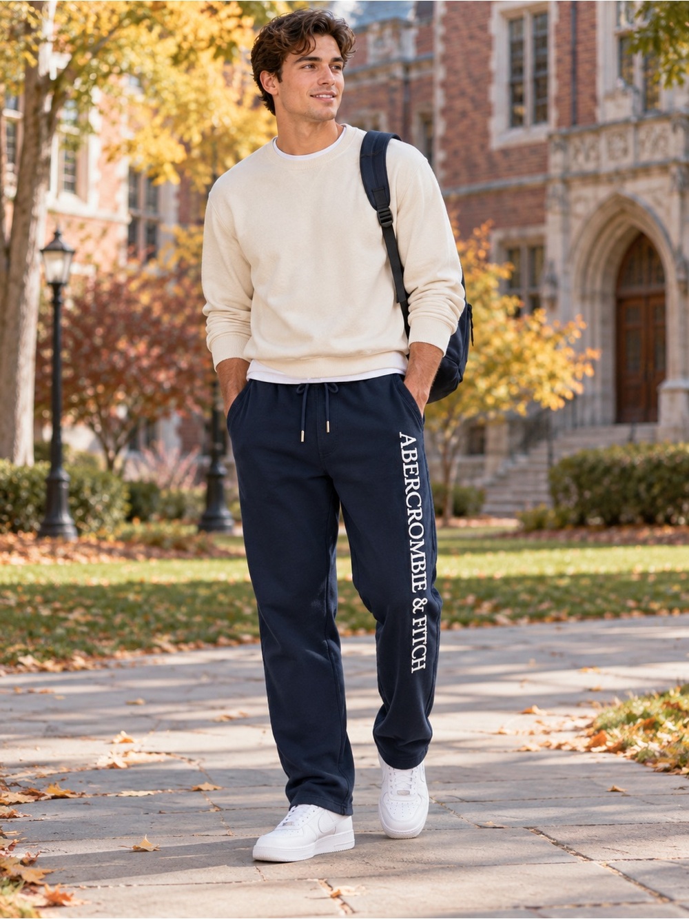 Abercrombie & Fitch Soft A&F Fleece Embroidered Logo Sweatpants M Y2K Preppy